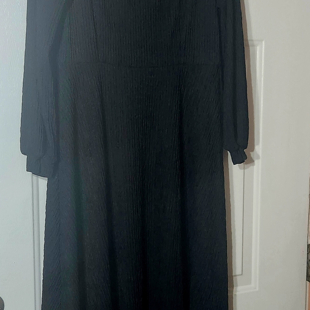 ⭐️Shein Classic Black Maxi Long Sleeve Dress XL Goth Minimalist Festival Fall